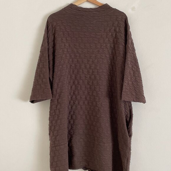 Intentionally Blank Brown Mock Neck Oversized Dress, Box Texture, One Size - Picture 1 of 6